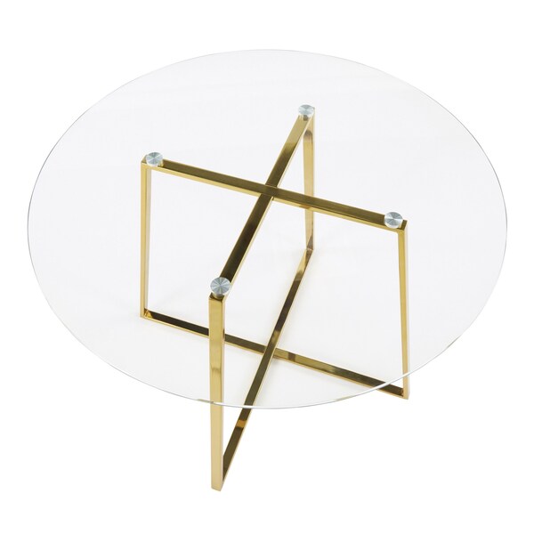 Lumisource Cosmo Dining Table in Gold Metal and Clear Tempered Glass - DT-COSMO2 AUGL