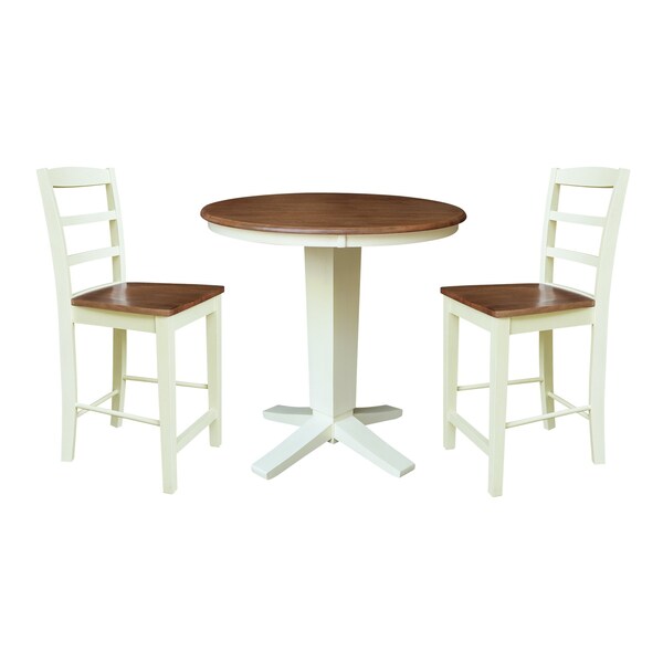 Whitewood Industries Rectangular Fixed Top Table W/ 2 Counter Height Stools, 36 in W, 35.9 in L, 36 in H, Parawood, 3 - K79-36RT-23B-S402-2