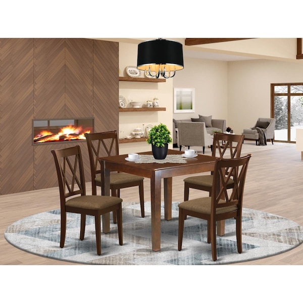 East West Furniture 5 Piece Oxford Dining Set - Mahogany - OXCL5-MAH-C
