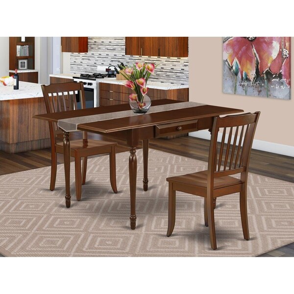 East West Furniture 3 Piece Monza Dinette Set - Mahogany - MZDA3-MAH-W