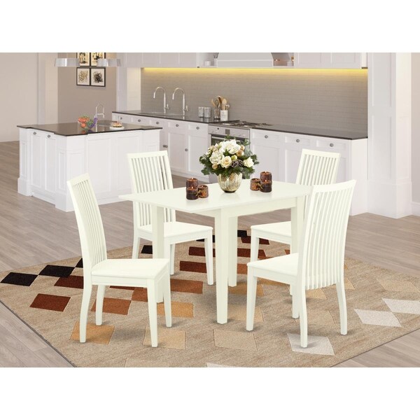 East West Furniture 5 Piece Norden Dining Set - Linen White - NDIP5-LWH-W