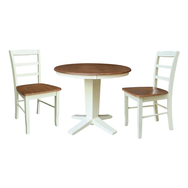 Whitewood Industries Rectangular Fixed Top Table W/ 2 Chairs, 36 in W, 29.9 in L, 36 in H, Parawood, Hickory/Shell, 3 - K79-36RT-23B-C2-2