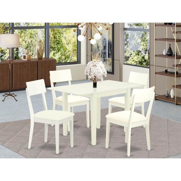 East West Furniture 5 Piece Norden Modern Dining Table Set - Linen White - NDAD5-LWH-LC