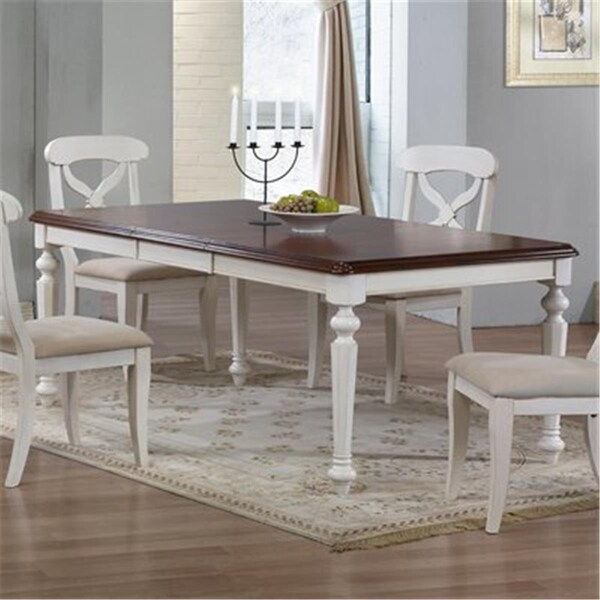 Sunset Trading Andrews Butterfly Leaf Dining Table in Antique White with Chestnut Finish Top - DLU-ADW-TLB-4276-AW