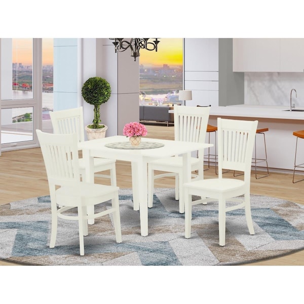 East West Furniture 5 Piece Norden Rectangular Dinette Set - Linen White - NDVA5-LWH-W