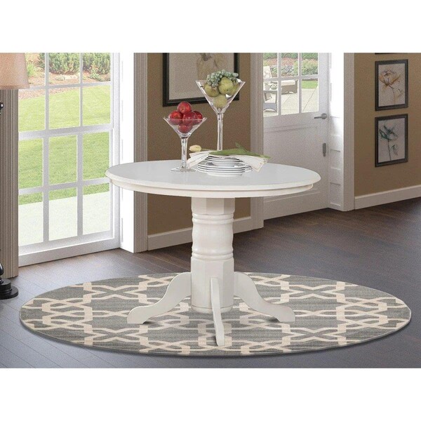 Latestluxury SH-TB-WHI Shelton Round Kitchen Table 42'' Diameter With Pedestal In Linen White Finish - LA1626975