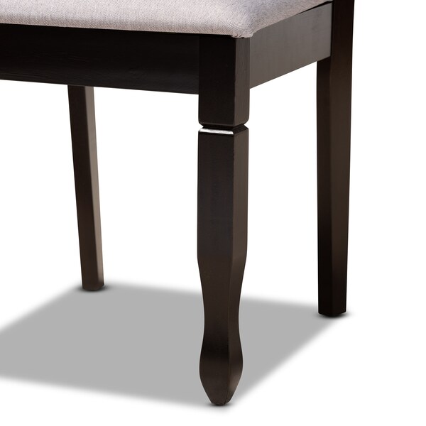 Baxton Studio Leda Grey Upholstered and Dark Brown Finished Wood 5-Piece Dining Set - 169-9406-10898