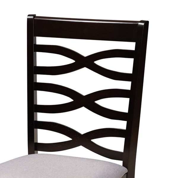 Baxton Studio Leda Grey Upholstered and Dark Brown Finished Wood 5-Piece Dining Set - 169-9406-10898