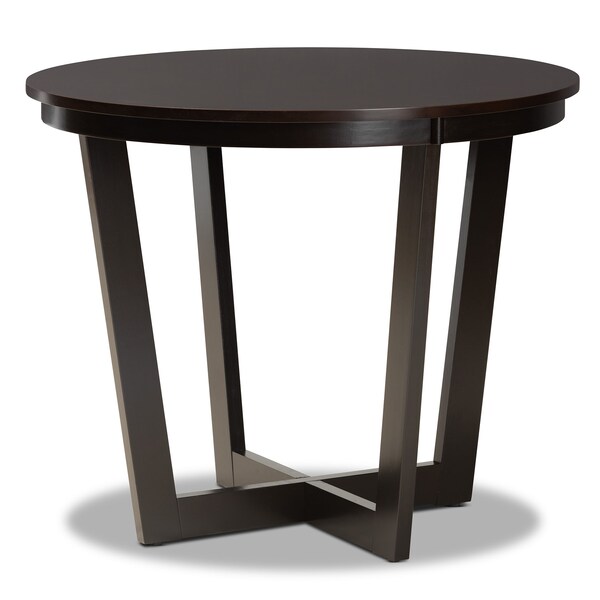 Baxton Studio Leda Grey Upholstered and Dark Brown Finished Wood 5-Piece Dining Set - 169-9406-10898