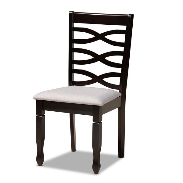 Baxton Studio Leda Grey Upholstered and Dark Brown Finished Wood 5-Piece Dining Set - 169-9406-10898