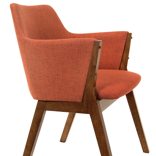 Armen Living Arcadia and Renzo 48" Round Orange and Walnut Wood 5 Piece Dining Set - SETARDI5REWAOR48