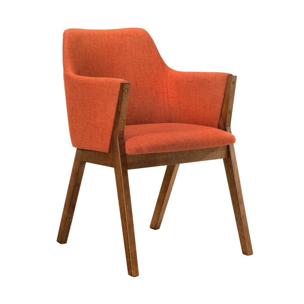 Armen Living Arcadia and Renzo 48" Round Orange and Walnut Wood 5 Piece Dining Set - SETARDI5REWAOR48