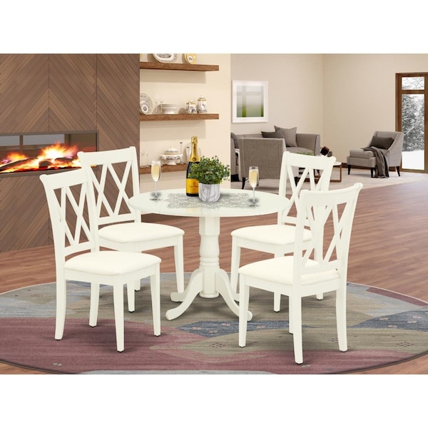East West Furniture 5 Piece Dublin Dining Set - Linen White - DLCL5-WHI-C