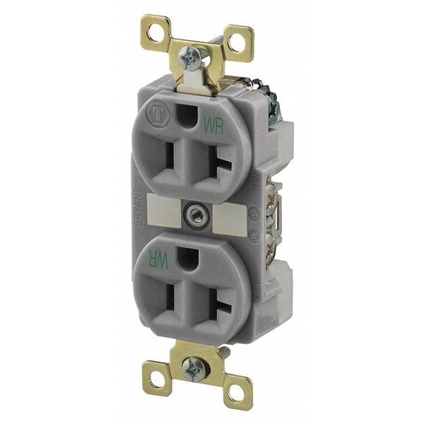Zoro Select 20A Duplex Receptacle 125VAC 5-20R GY - BRY5362GRYWR