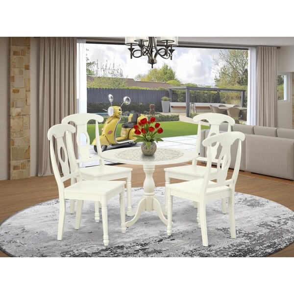 East West Furniture 5 Piece Dublin Dining Set - Linen White - DMKE5-LWH-W