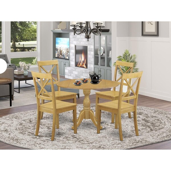 East West Furniture 5 Piece Dublin Dining Table Set - Oak - DMBO5-OAK-W
