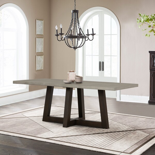 Armen Living Elodie Gray Concrete and Dark Gray Oak Rectangle Dining Table - LCELDICCGR