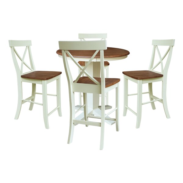 Whitewood Industries Rectangular Fixed Top Table W/ 4 Counter Height Stools, 36 in W, 35.9 in L, 36 in H, Parawood, 5 - K79-36RT-23B-S6132-4