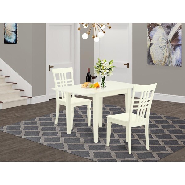 East West Furniture 3 Piece Norden Dining Table Set - Linen White - NDLG3-LWH-W