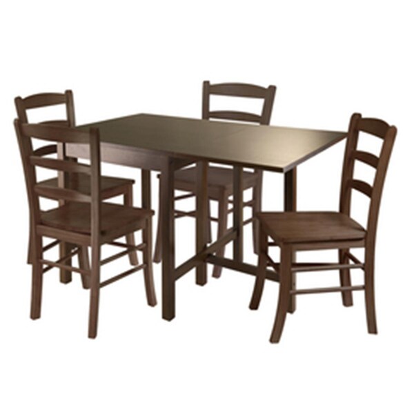 Winsome Trading Lynden 5pc Dining Table with 4 Ladder Back Chairs - Antique Walnut - 94545