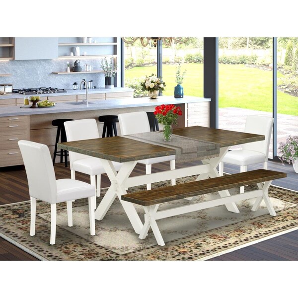 East West Furniture 6 Piece X-Style Stylish Kitchen Table Set - Linen White - X077AB264-6