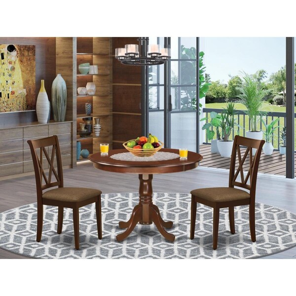 East West Furniture 3 Piece Hartland Dinette Set - Mahogany - HLCL3-MAH-C