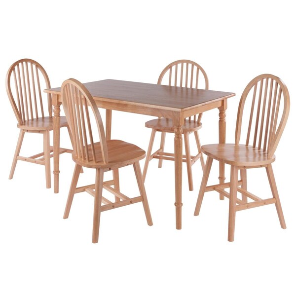 Winsome Trading Ravenna Dining Table with Windsor Chairs, Natural - 5 Piece - 81537