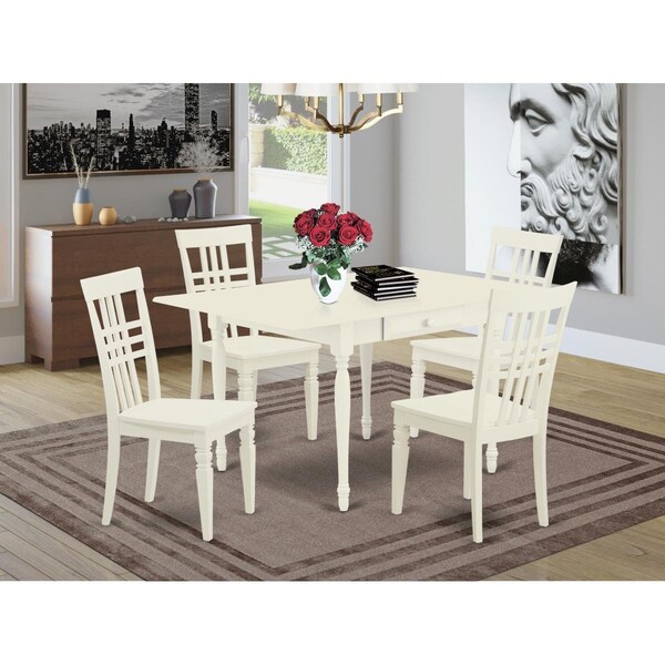 East West Furniture 5 Piece Monza Dining Table Set - Linen White - MZLG5-LWH-W