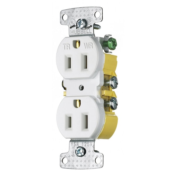 Hubbell Wiring Device-Kellems TradeSelect, Straight Blade Devices, Residential Grade, Receptacles, Weather and Tamper Resistant Duplex, 15A 125V, 5-15R - RR15SWWRTR