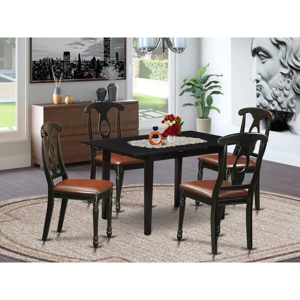East West Furniture 5 Piece Norfolk Dining Room Set - Black - NOKE5-BLK-LC