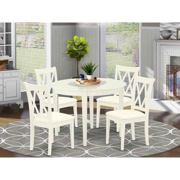 East West Furniture 5 Piece Boston Dining Set - Linen White - BOCL5-WHI-C