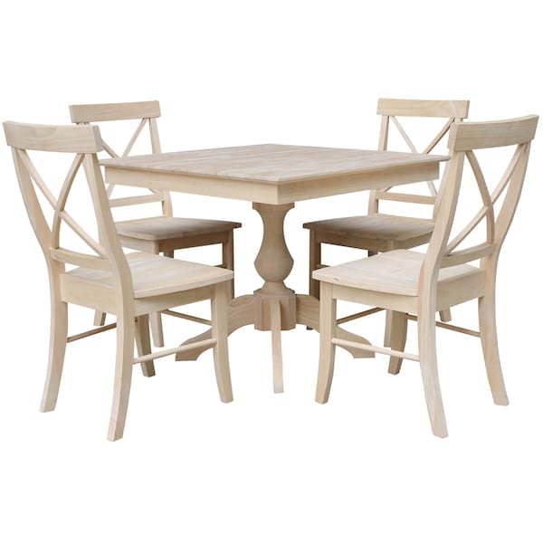International Concepts 36 in. x 36 in. Square Top Pedestal Table  With 4 Dining Chairs Set of 5 - K-3636TP-27B-C613-4