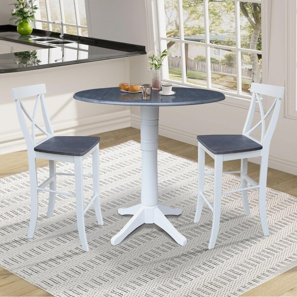 Whitewood Industries Extension Dining Tables, 45 in L, 38 in H, Parawood, 3 Piece Set - K05-42DPT-27-S61332
