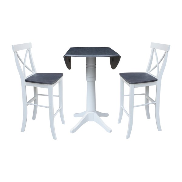 Whitewood Industries Extension Dining Tables, 45 in L, 38 in H, Parawood, 3 Piece Set - K05-42DPT-27-S61332