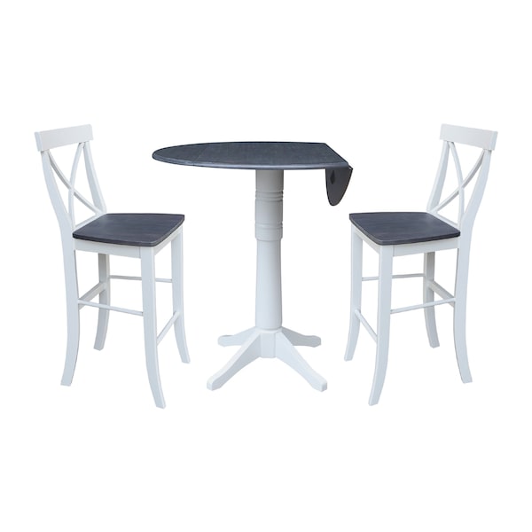 Whitewood Industries Extension Dining Tables, 45 in L, 38 in H, Parawood, 3 Piece Set - K05-42DPT-27-S61332