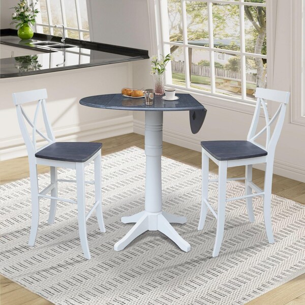 Whitewood Industries Extension Dining Tables, 45 in L, 38 in H, Parawood, 3 Piece Set - K05-42DPT-27-S61332