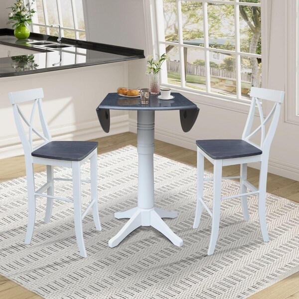 Whitewood Industries Extension Dining Tables, 45 in L, 38 in H, Parawood, 3 Piece Set - K05-42DPT-27-S61332