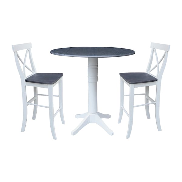 Whitewood Industries Extension Dining Tables, 45 in L, 38 in H, Parawood, 3 Piece Set - K05-42DPT-27-S61332