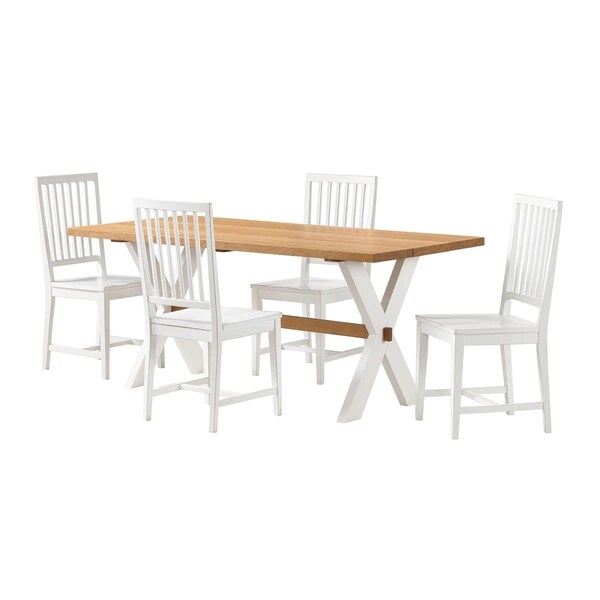 Kd Cama De Bebe 72 in. Chelsea Dining Table with 4 Wood Chairs - Set of 5 - KD3854493