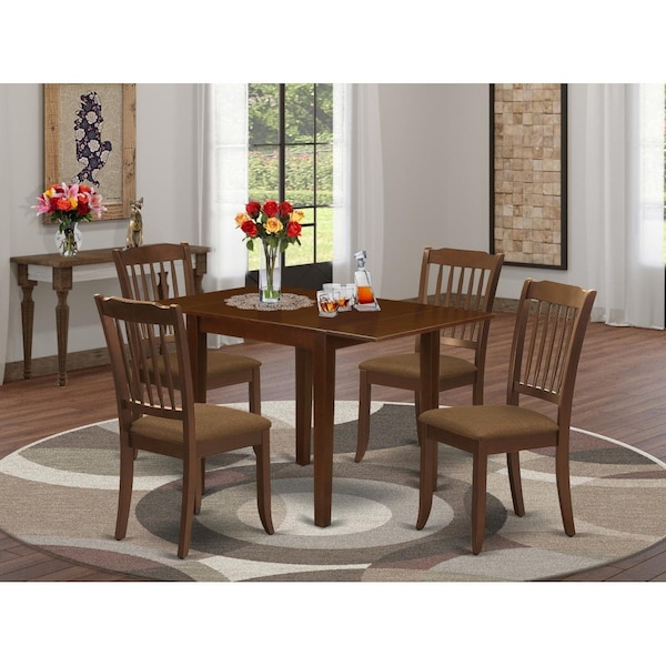 East West Furniture Norden Dinette Set - Mahogany, Set of 5 - NDDA5-MAH-C