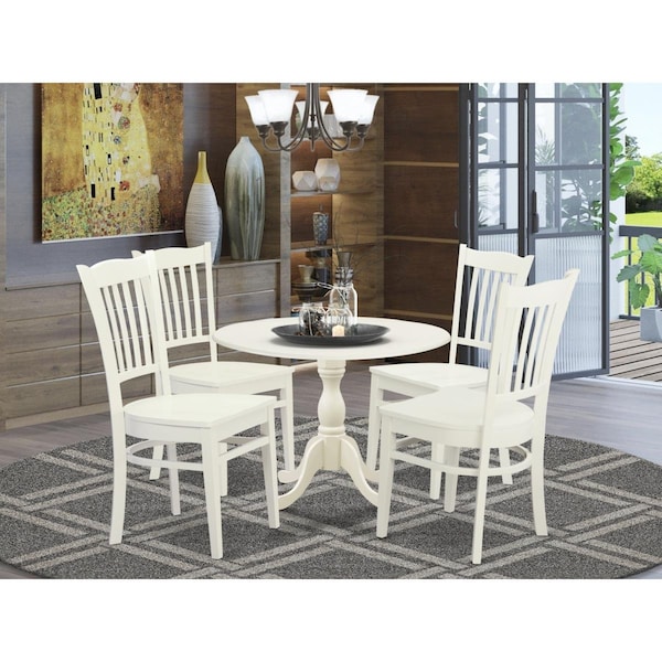 East West Furniture 5 Piece Dublin Dining Table Set - Linen White - DMGR5-LWH-W