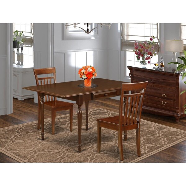 East West Furniture 3 Piece Monza Dining Room Table Set - Mahogany - MZCA3-MAH-W
