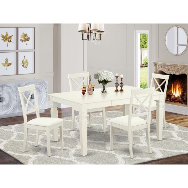 East West Furniture 5 Piece Weston Dining Table Set - Linen White - WEBO5-LWH-LC