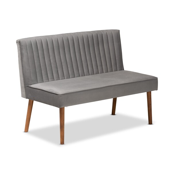 Baxton Studio Dining Nook, 47.25 W, 27.75 H, Wood, Grey/Walnut Brown - 214-11960-9305-ZORO