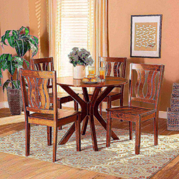 Baxton Studio Mare Modern and Contemporary Transitional Walnut Brown Finished Wood 5-Piece Dining Set - 177-11379-10891-ZORO