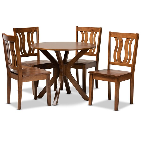 Baxton Studio Mare Modern and Contemporary Transitional Walnut Brown Finished Wood 5-Piece Dining Set - 177-11379-10891-ZORO