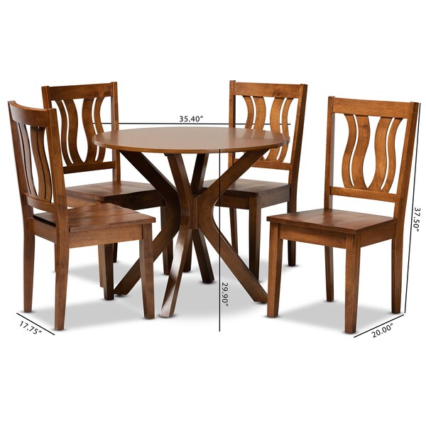 Baxton Studio Mare Modern and Contemporary Transitional Walnut Brown Finished Wood 5-Piece Dining Set - 177-11379-10891-ZORO