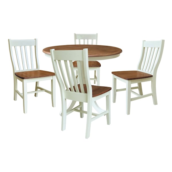 Whitewood Industries Rectangular Extension Dining Table W/ 4 Chairs, 36 in W, 29.3 in L, 48 in H, Parawood, 5 - K79-36RXT-C61-4