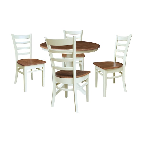 Whitewood Industries Rectangular Extension Dining Table W/ 4 Chairs, 36 in W, 30.1 in L, 48 in H, Parawood, 5 - K79-36RXT-27B-C617-4