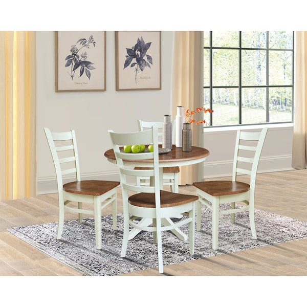 Whitewood Industries Rectangular Extension Dining Table W/ 4 Chairs, 36 in W, 30.1 in L, 48 in H, Parawood, 5 - K79-36RXT-27B-C617-4